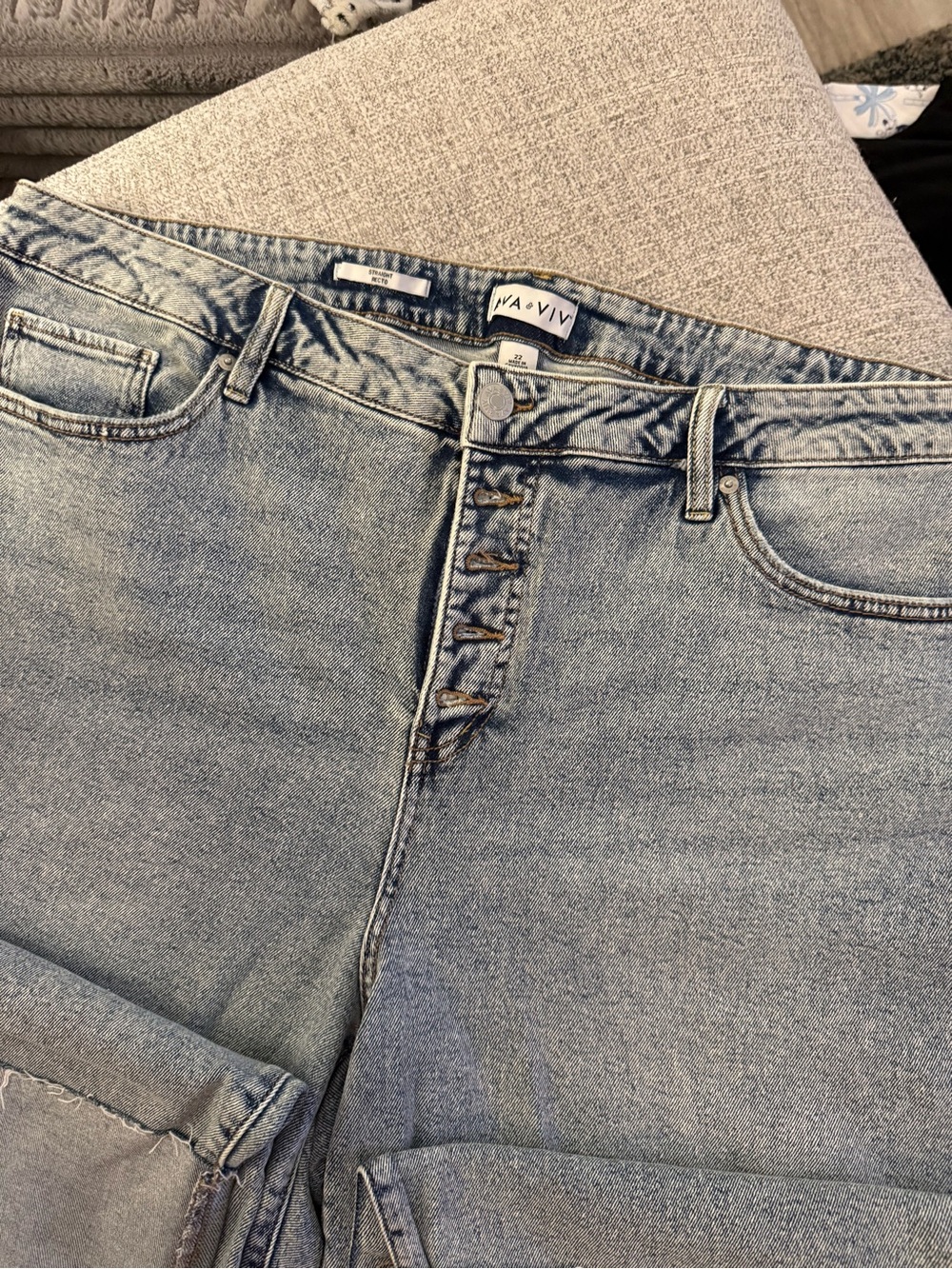 Ava & Viv Light Blue Boyfriend Jeans with Button-Fly
